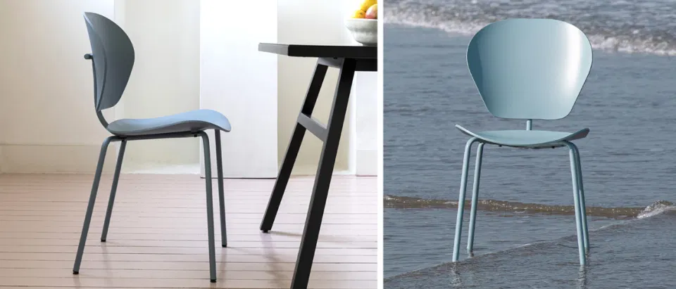 Dizajnová stolička z recyklovaných plastov