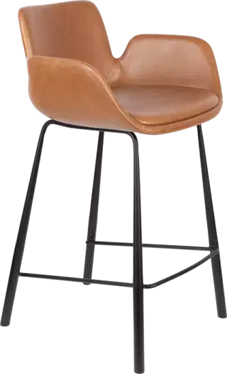 Zuiver Brit kožená pultová stolička - Hnedá