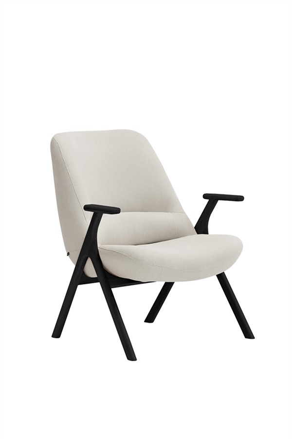 Teulat Dins moderné kreslo do obývačky - Sivá, Čierna drevená podnož