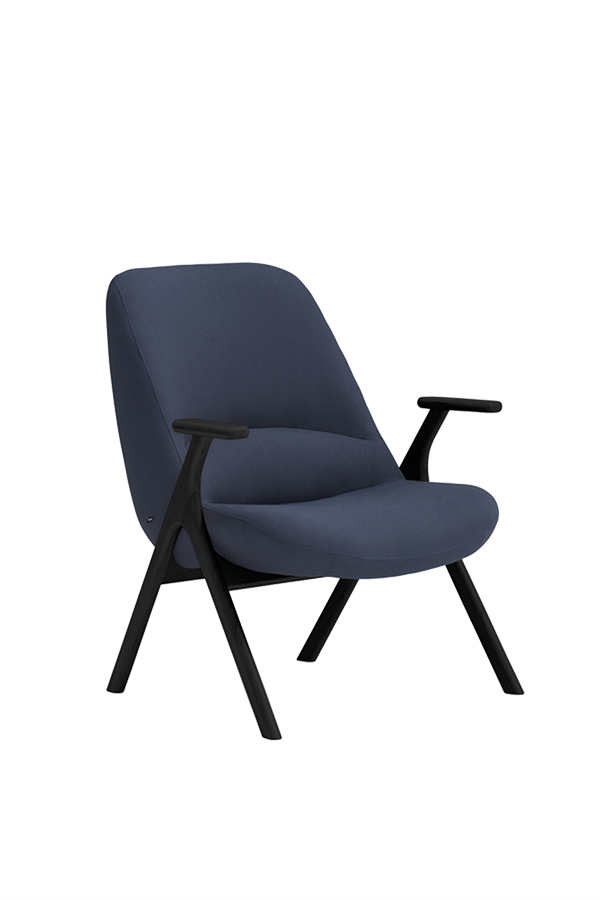 Teulat Dins moderné kreslo do obývačky - Modrá, Čierna drevená podnož