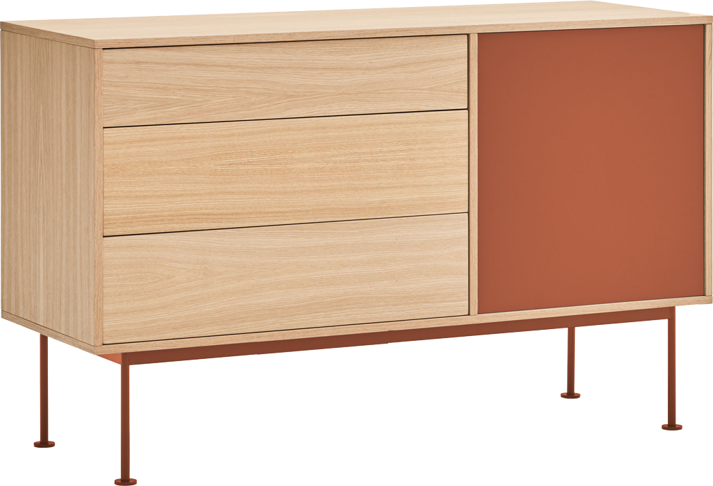 Teulat Yoko drevená komoda do obývačky - Červená, 128 cm