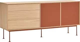 Teulat Yoko drevená komoda do obývačky - Červená, 180 cm