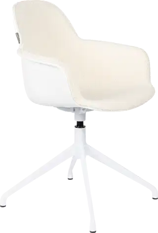 Zuiver Albert Kuip stolička na otočnej podnoži -Biela, S podrúčkami