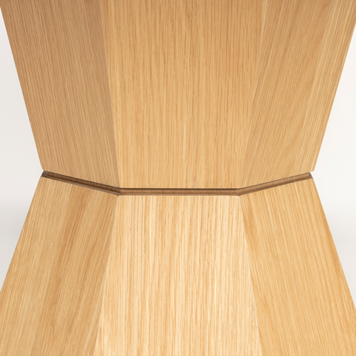 Hranatý podstavec s jasnými líniami tvorí dokonalý kontrast s okrúhlou stolovou doskou