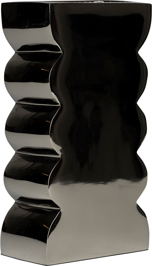 Zuiver Curves dizajnová kovová váza - Strieborná, Nízka