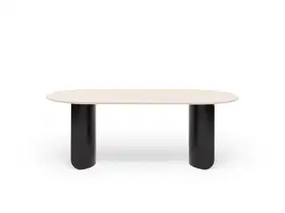 FEST Amsterdam Plateau jedálenský stôl - Béžový top, Čierna podnož, Oválny