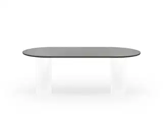 FEST Amsterdam Plateau jedálenský stôl - Čierny top, Transparentná podnož, Oválny