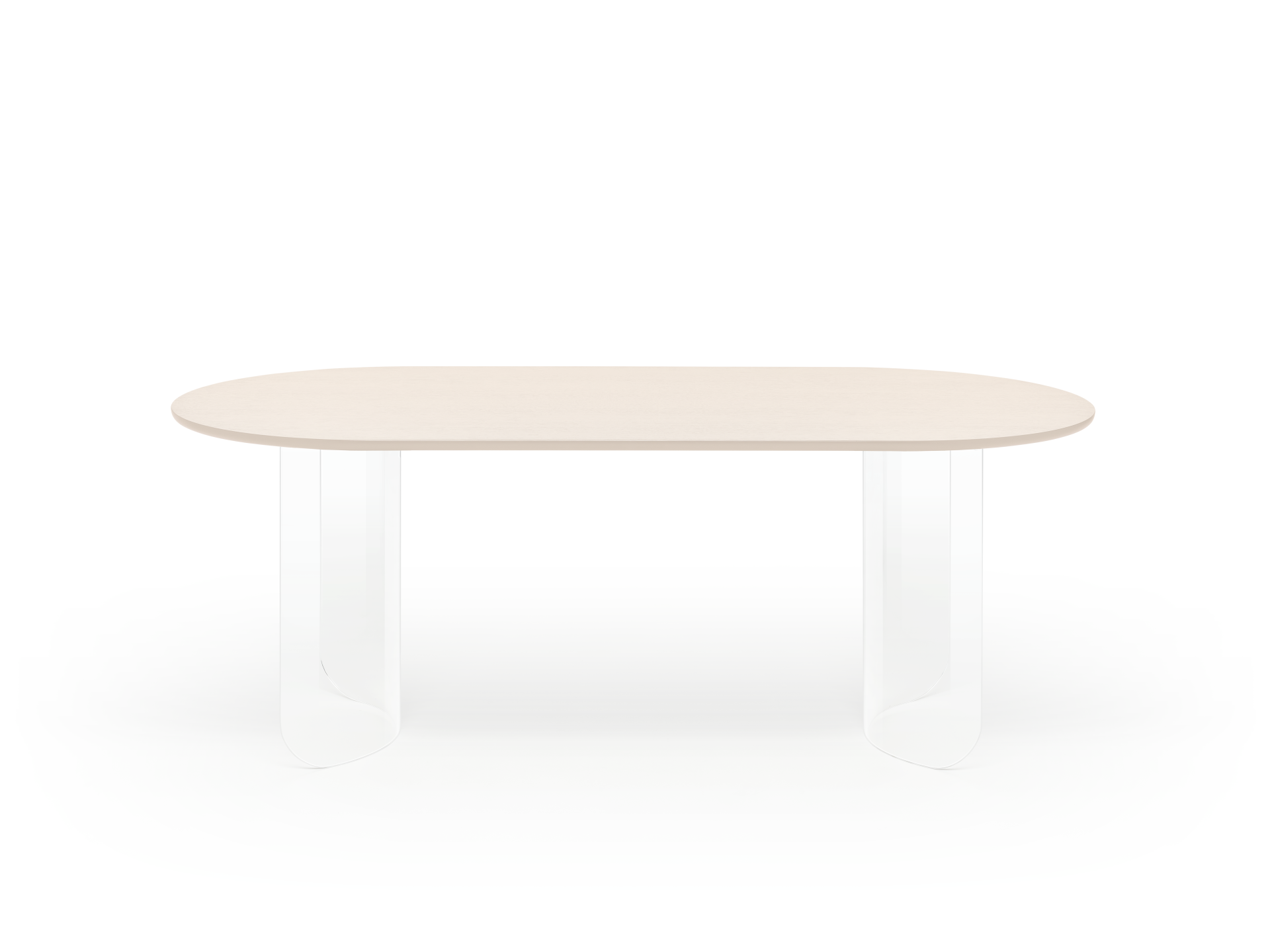 FEST Amsterdam Plateau jedálenský stôl - Béžový top, Transparentná podnož, Oválny