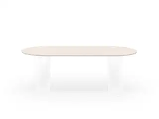FEST Amsterdam Plateau jedálenský stôl - Béžový top, Transparentná podnož, Oválny