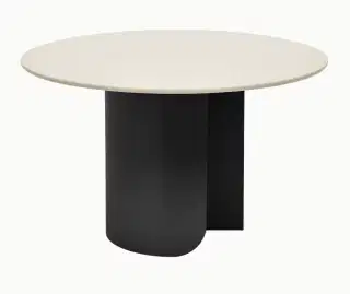 FEST Amsterdam Plateau jedálenský stôl - Béžový top, Čierna podnož, Okrúhly