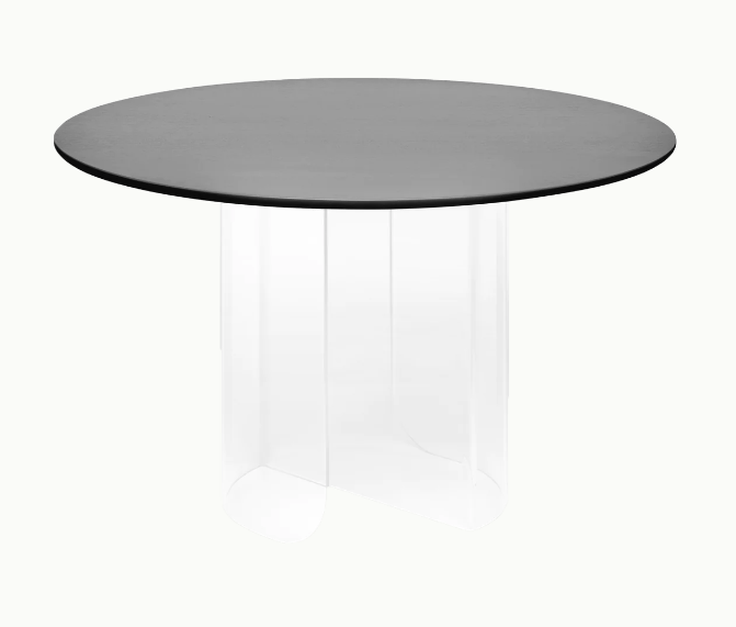 FEST Amsterdam Plateau jedálenský stôl - Čierny top, Transparentná podnož, Okrúhly