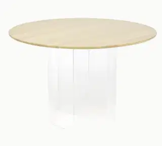 FEST Amsterdam Plateau jedálenský stôl - Prírodný top, Transparentná podnož, Okrúhly