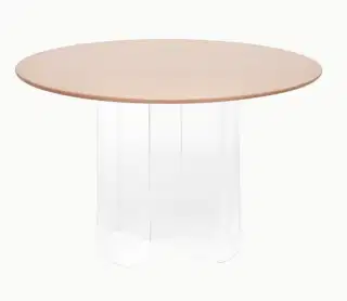 FEST Amsterdam Plateau jedálenský stôl - Béžový top, Transparentná podnož, Okrúhly