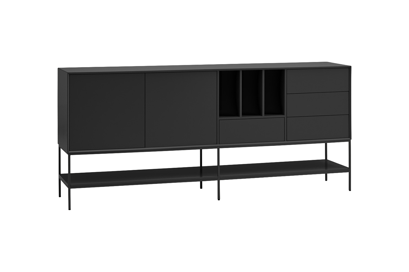 Teulat Platt moderná komoda - Čierna, 220cm