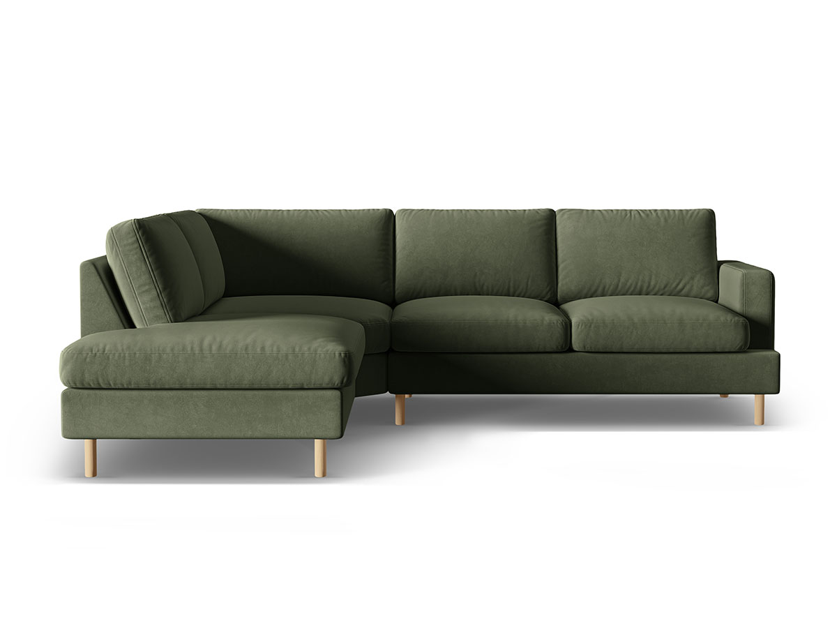 Micadoni Aliya rohová sedačka - Zelená, Ľavá, Zamat, 255 cm