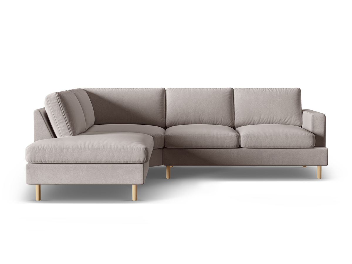 Micadoni Aliya rohová sedačka - Sivá, Pravá, Zamat, 255 cm