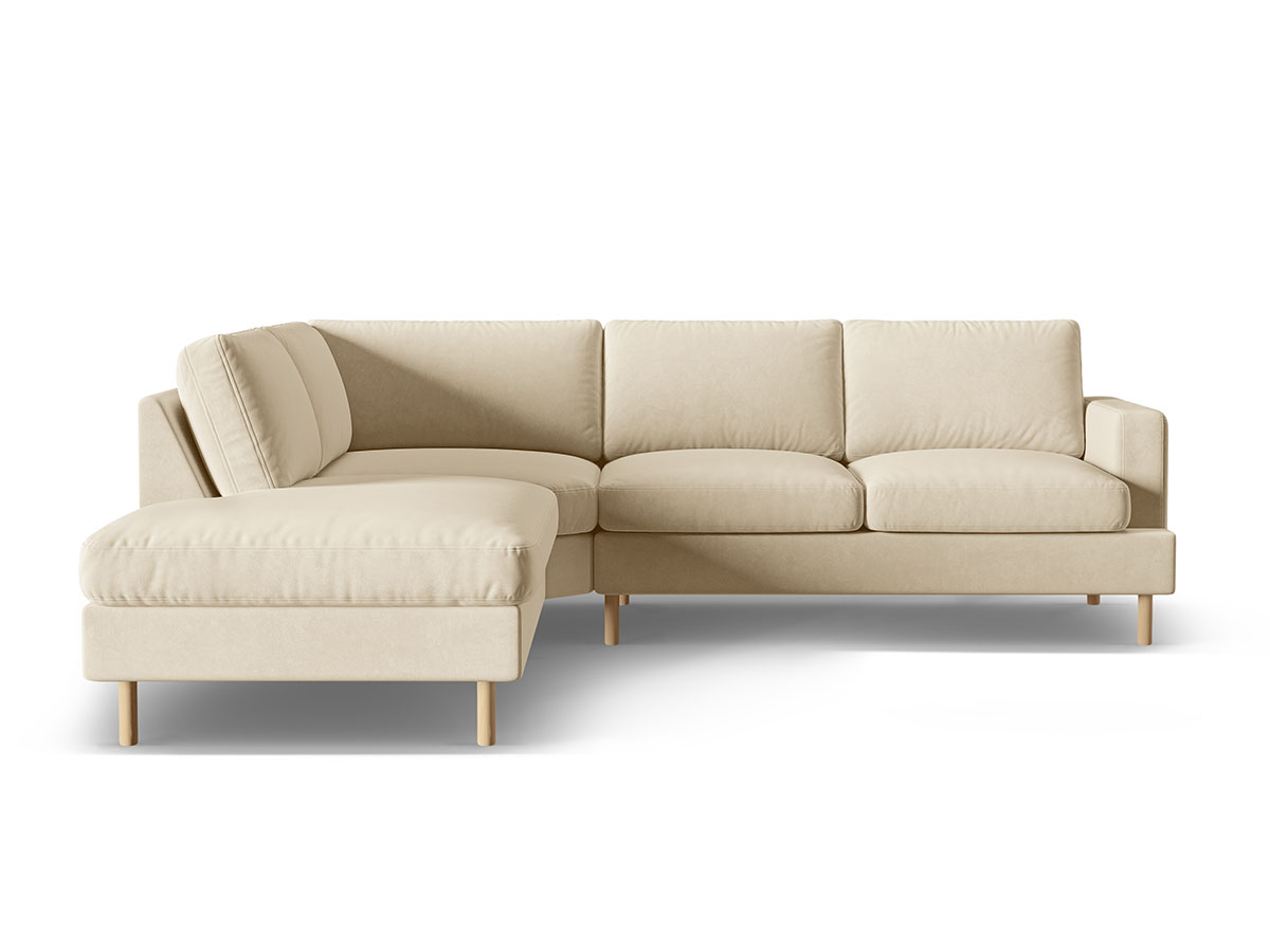 Micadoni Aliya rohová sedačka - Béžová, Ľavá, Zamat, 283 cm