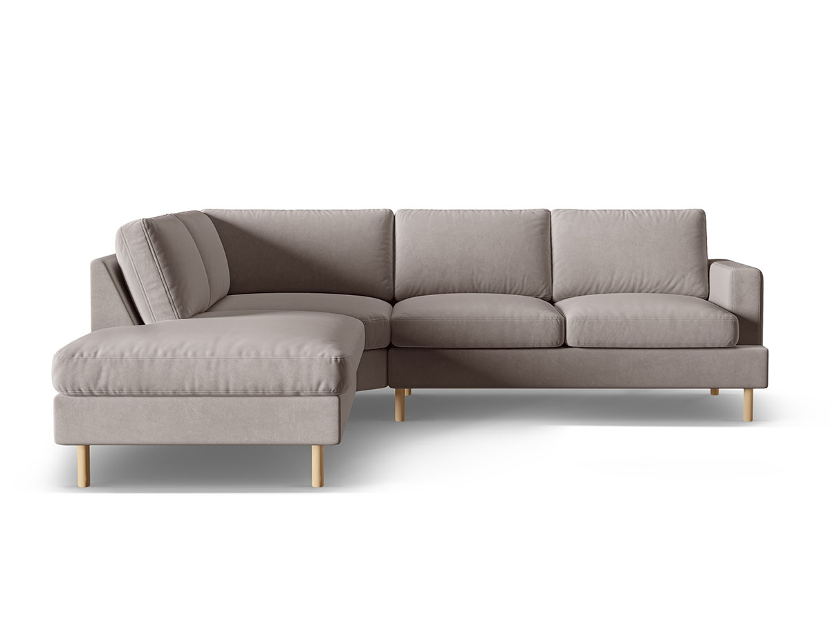 Micadoni Aliya rohová sedačka - Sivá, Ľavá, Zamat, 283 cm