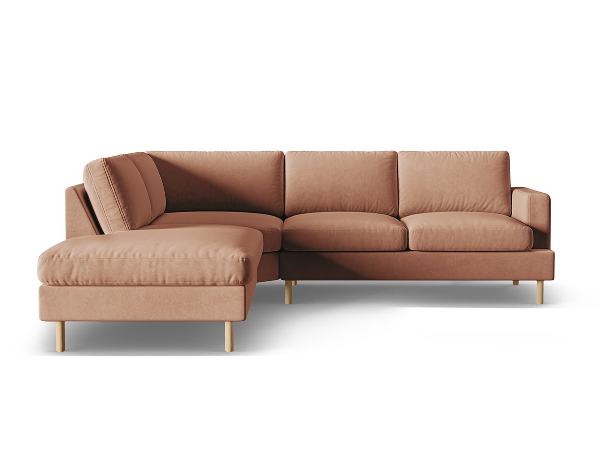 Micadoni Aliya rohová sedačka - Hnedozlatá, Ľavá, Zamat, 283 cm