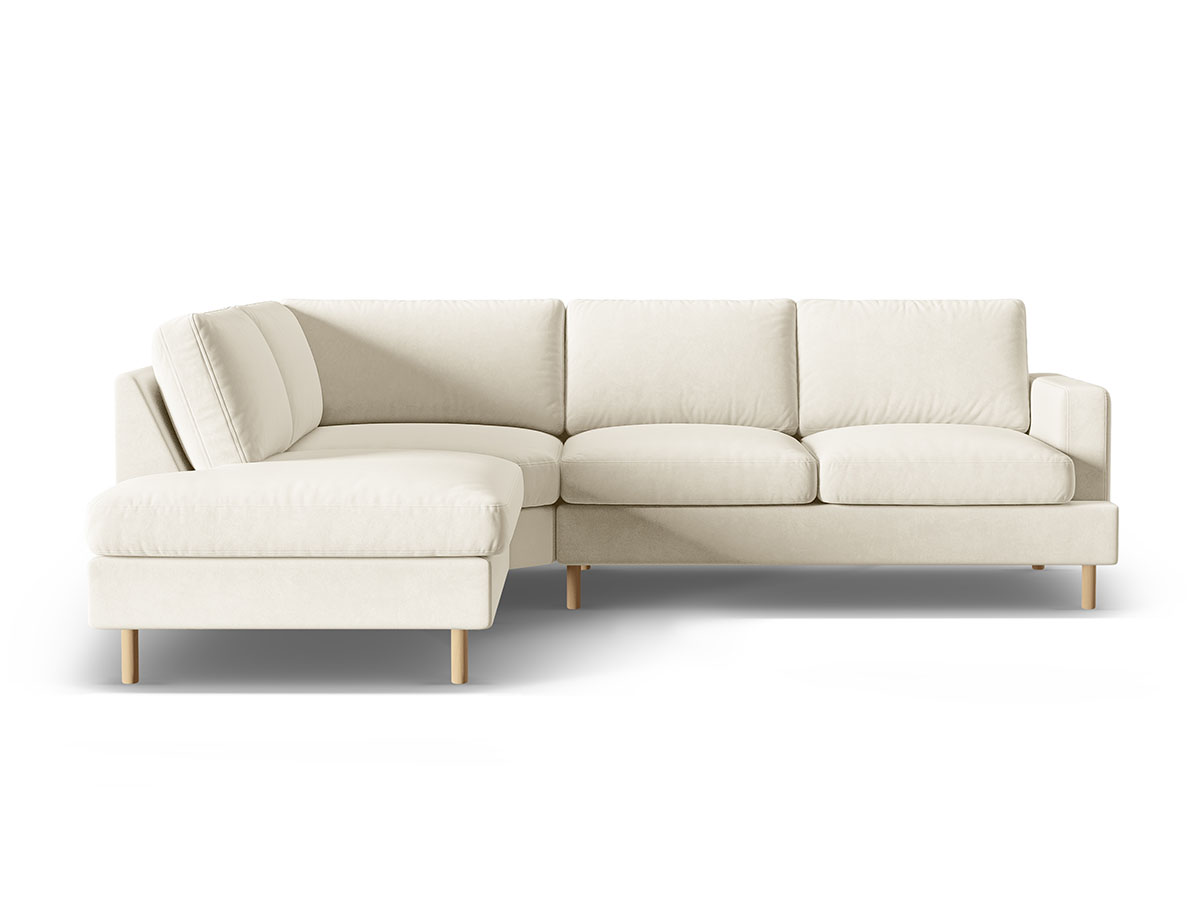 Micadoni Aliya rohová sedačka - Svetlobéžová, Pravá, Zamat, 283 cm