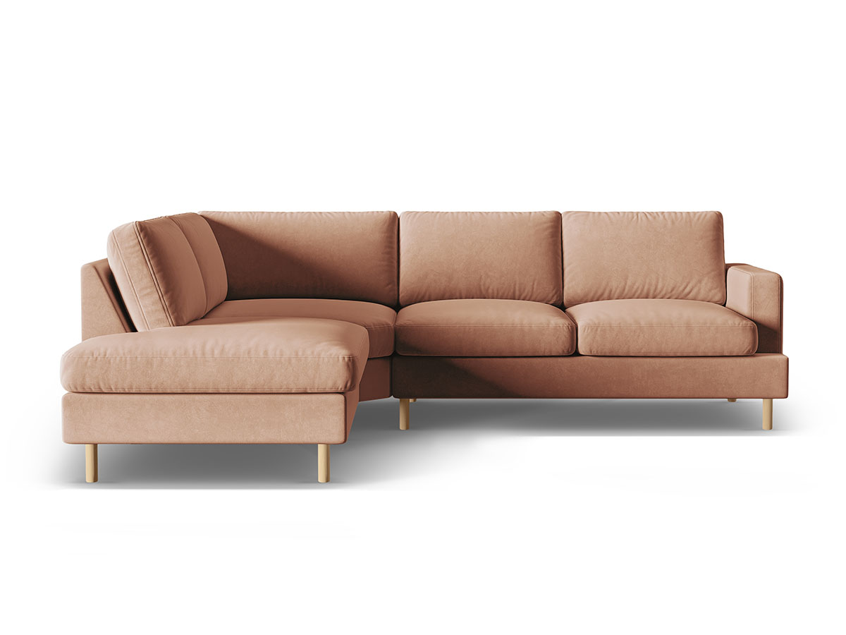 Micadoni Aliya rohová sedačka - Hnedozlatá, Pravá, Zamat, 283 cm