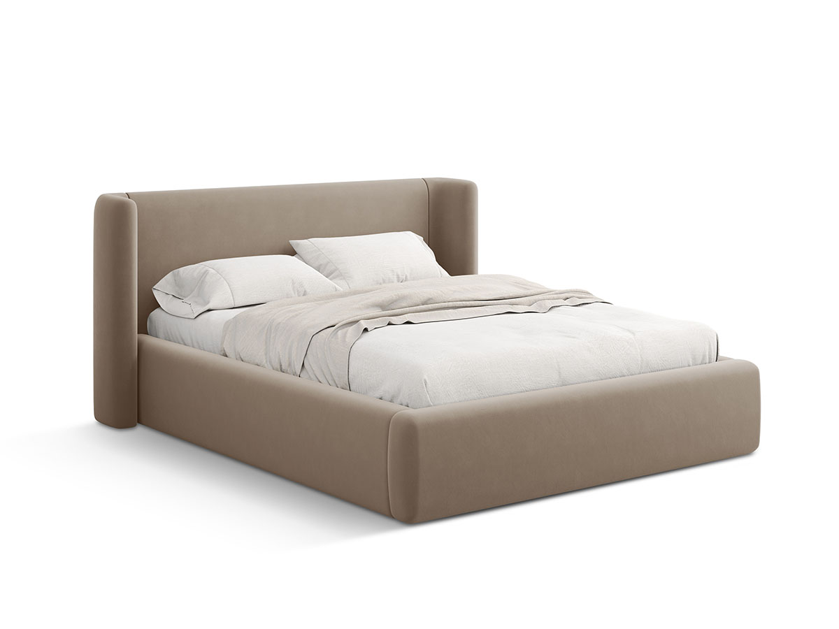 Micadoni Jolene čalúnená posteľ - Cappuccino, Zamat, 200 cm