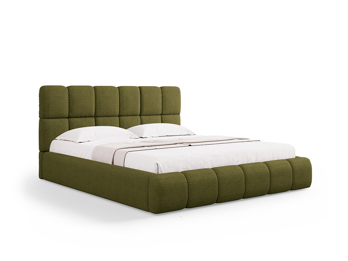 Micadoni Bellis moderná posteľ - Zelená, Bouclé, 140 cm