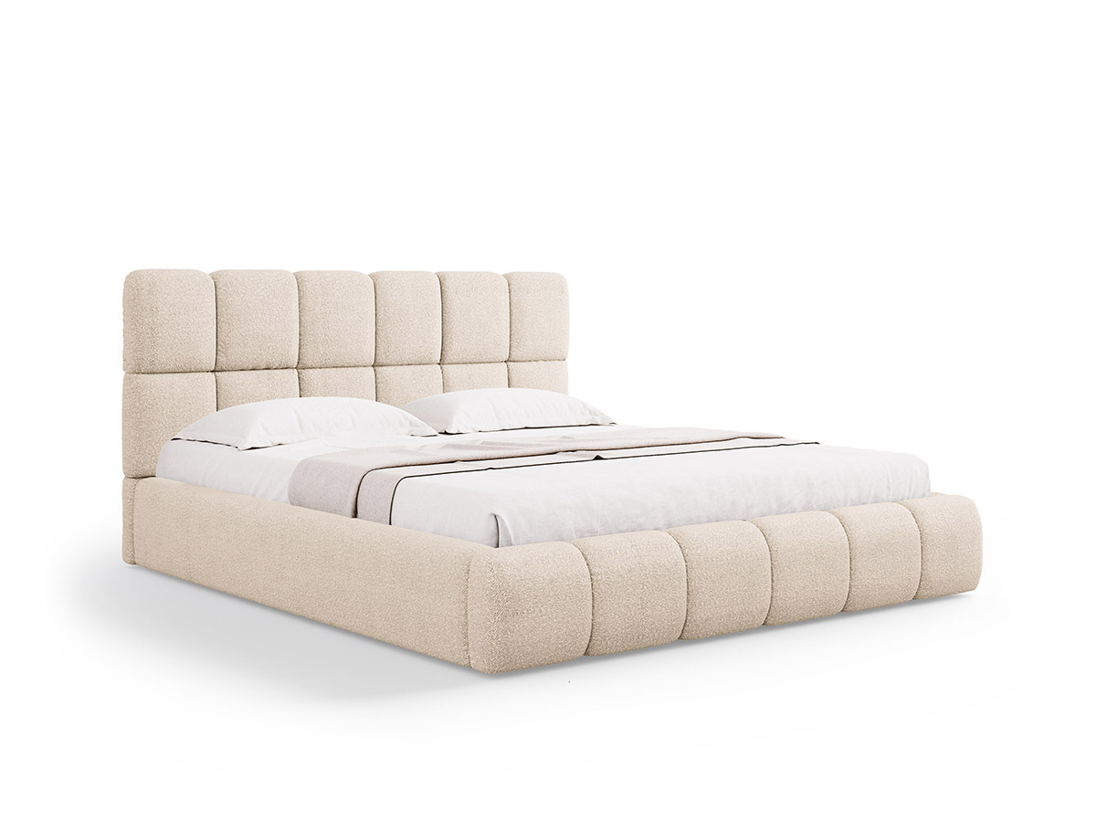 Micadoni Bellis moderná posteľ - Béžová, Bouclé, 160 cm