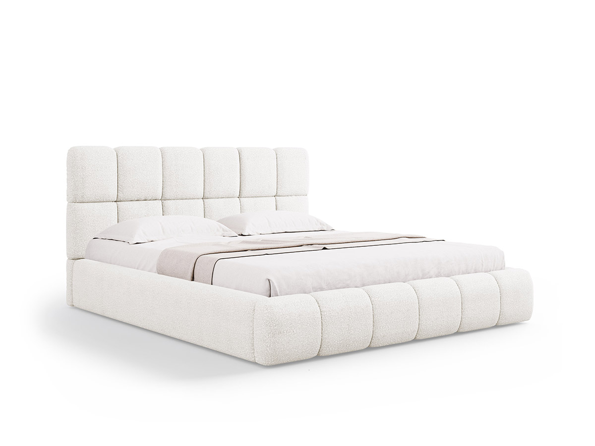 Micadoni Bellis moderná posteľ - Biela, Bouclé, 180 cm