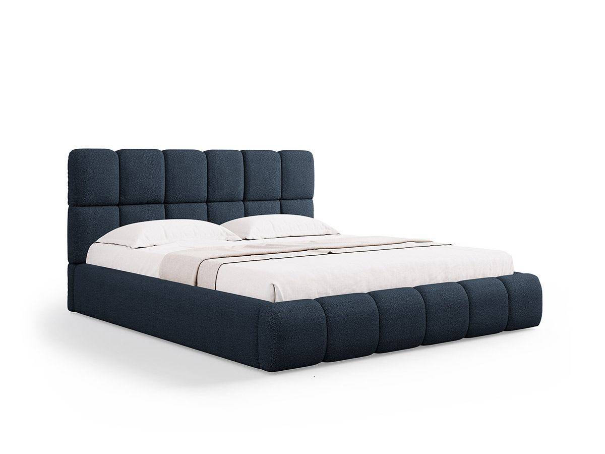 Micadoni Bellis moderná posteľ - Tmavomodrá, Bouclé, 200 cm