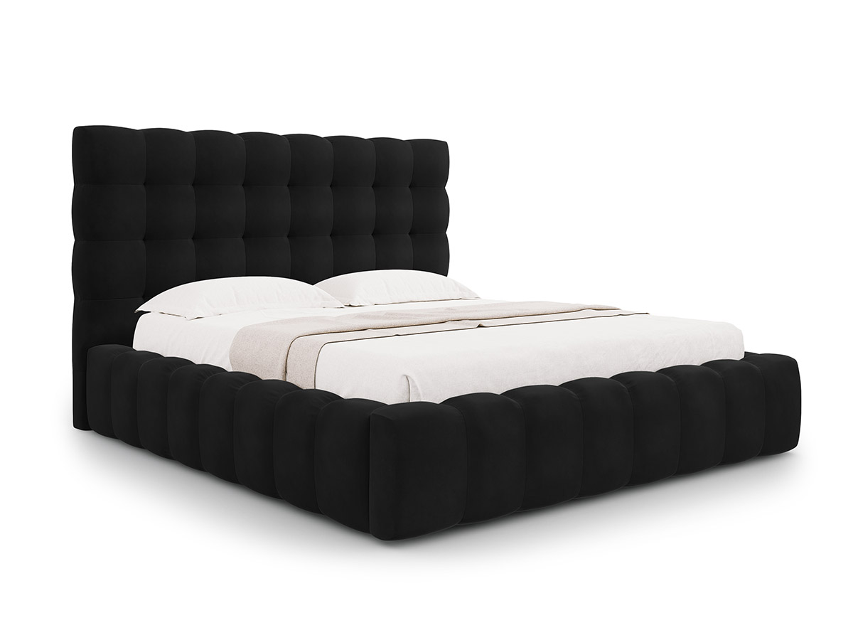 Micadoni Mamaia čalúnená posteľ - Čierna, Zamat, 200 cm