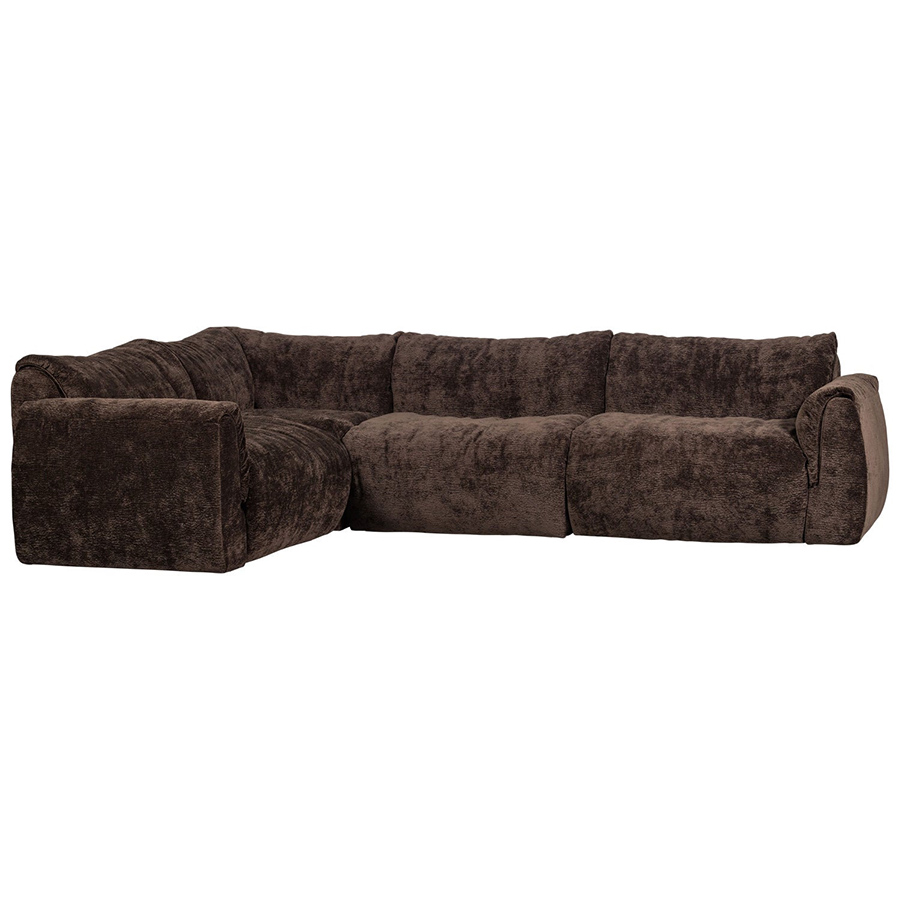 Woood Baggy rohová sedačka - Tmavohnedá, 3D Ženilka, Ľavá