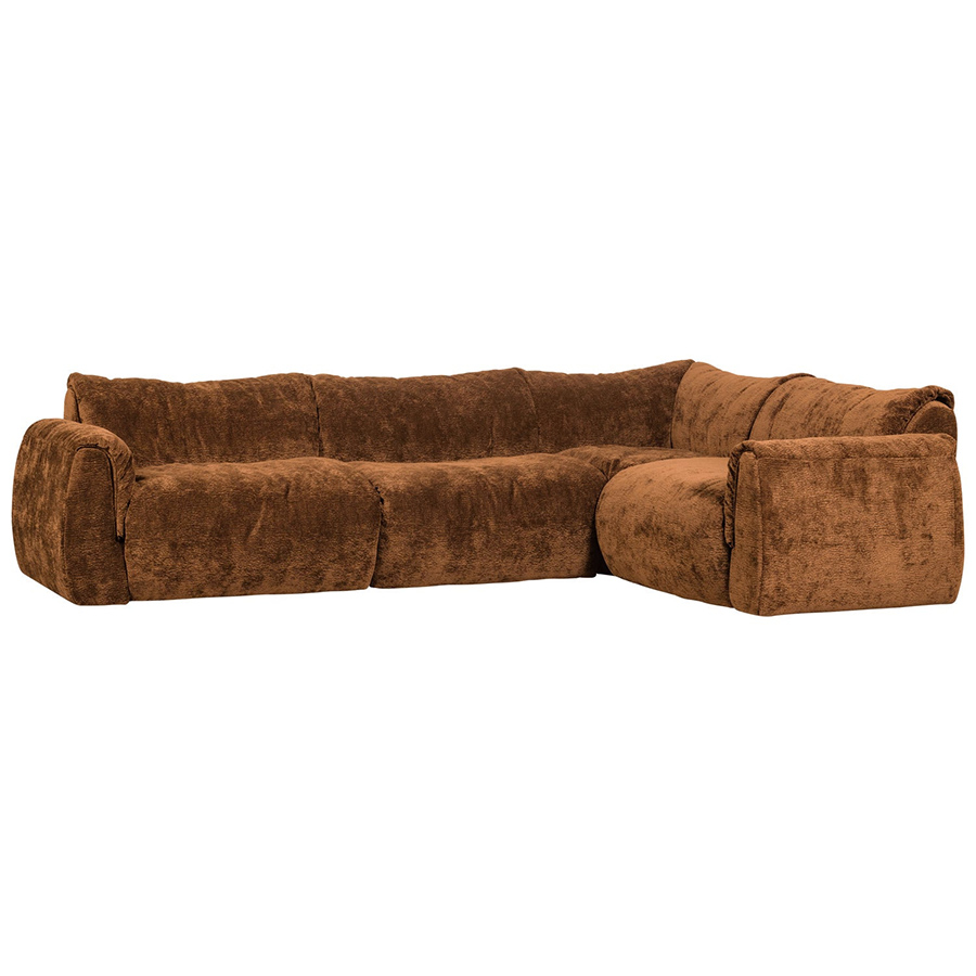 Woood Baggy rohová sedačka - Hnedá, 3D Ženilka, Pravá