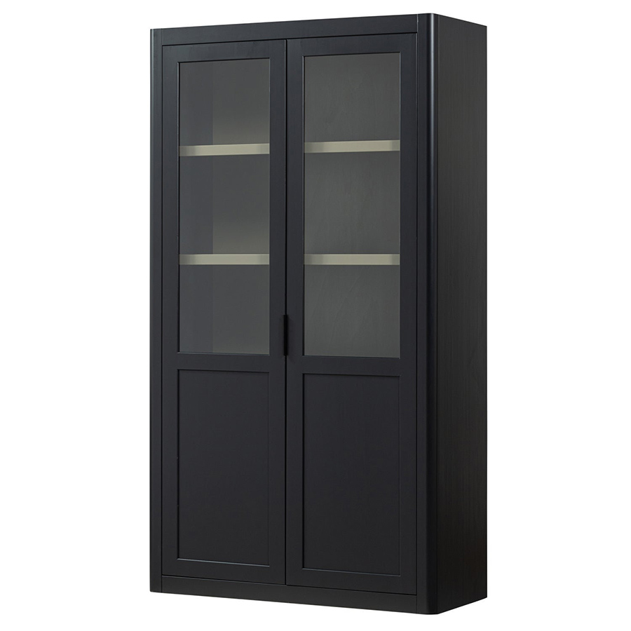 Woood Gunnar drevená skriňa s vitrínou - Čierna