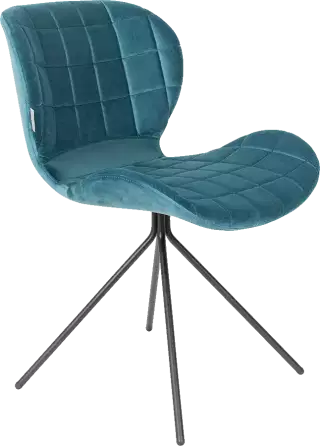 Zuiver Omg Velvet dizajnová stolička - Petrolejová
