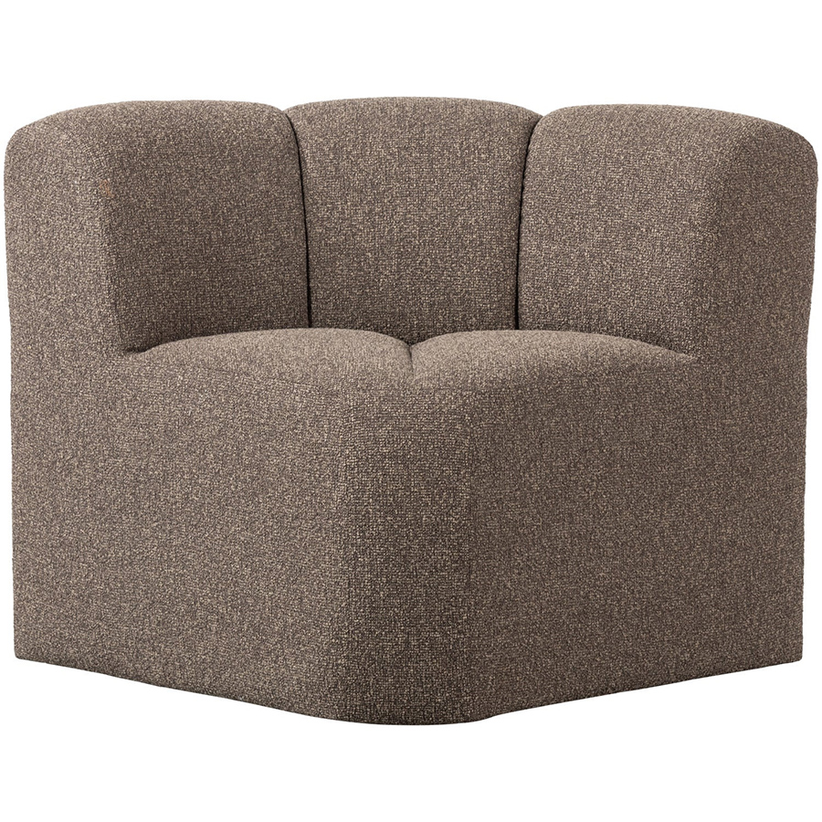 Woood Mojo rohová lavička - Tmavohnedá, Bouclé