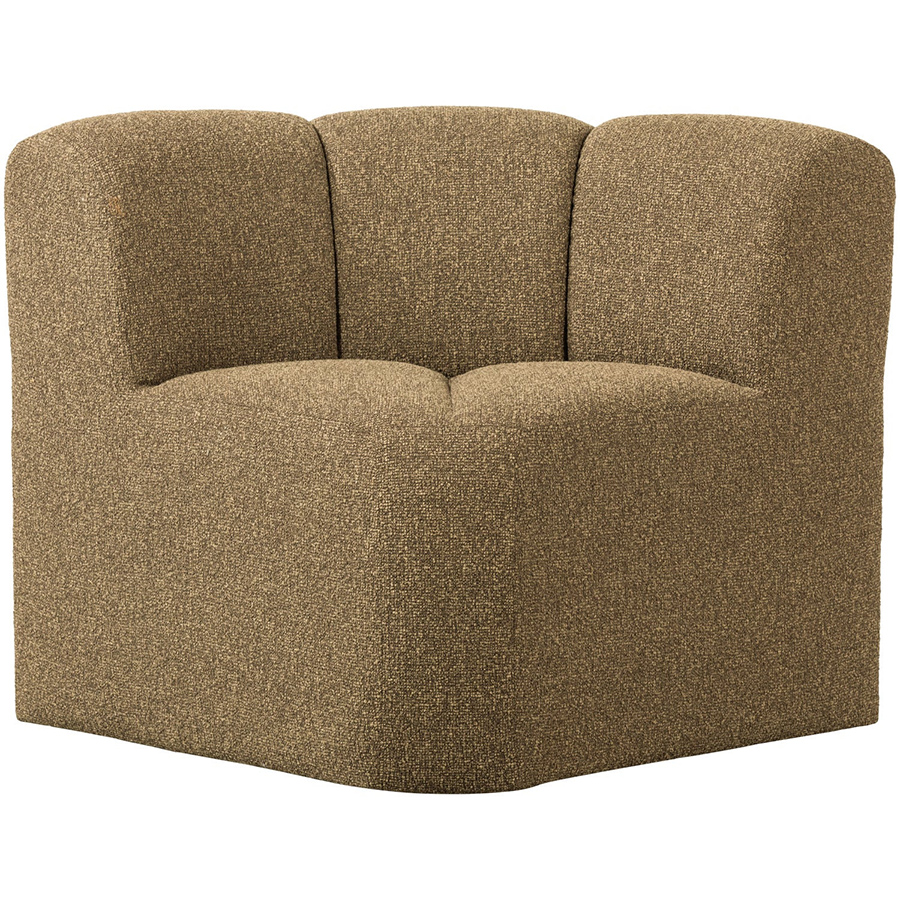 Woood Mojo rohová lavička - Hnedá, Bouclé