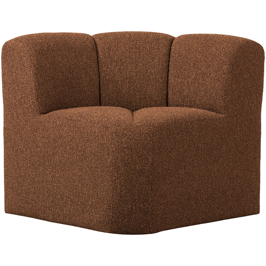 Woood Mojo rohová lavička - Hnedočervená, Bouclé