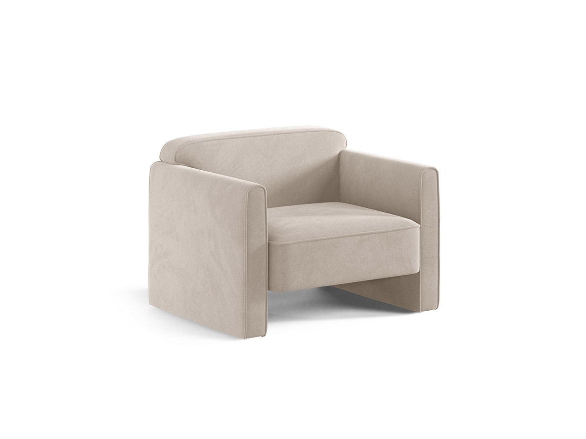 Micadoni Abby čalúnené zamatové kreslo - Béžová