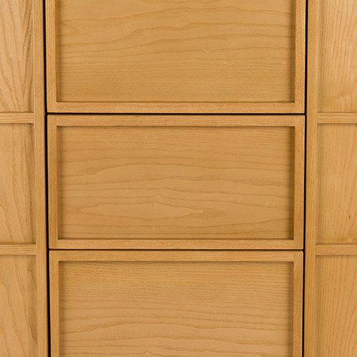 Charakteristické čelo s geometrickým mriežkovým členením