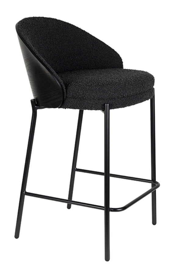 Dutchbone Rodin barová stolička - Čierna, Bouclé