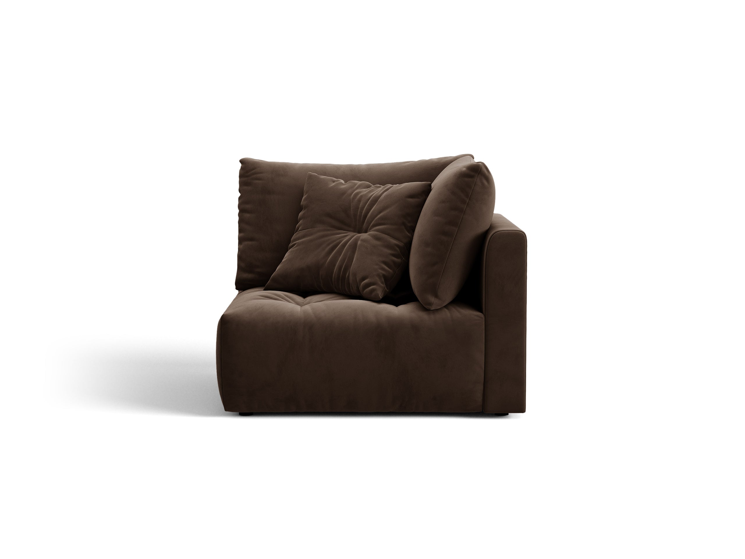Micadoni Bloom rohový modul sedačky 105 × 105 cm - Zamat Bluvel (Blu48) - Tmavohnedá