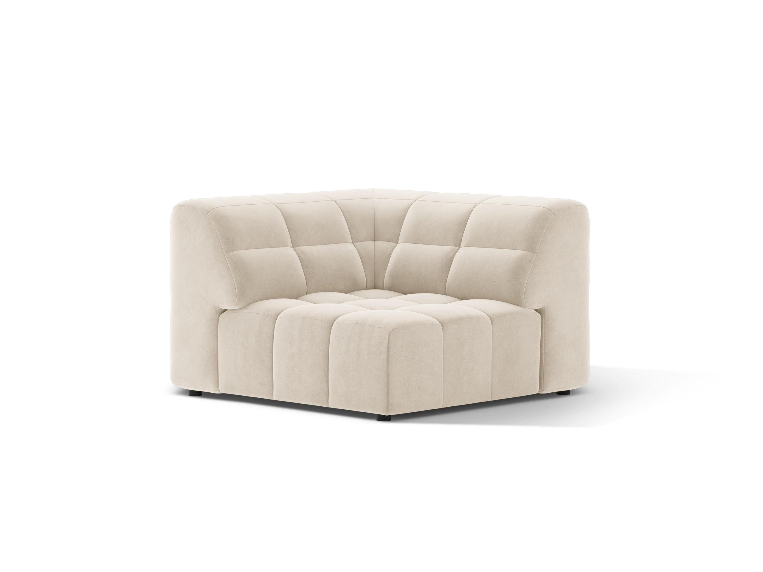 Micadoni Jennifer rohový modul sedačky 99 × 99 cm - Zamat Bluvel (Blu22) - Svetlobéžová