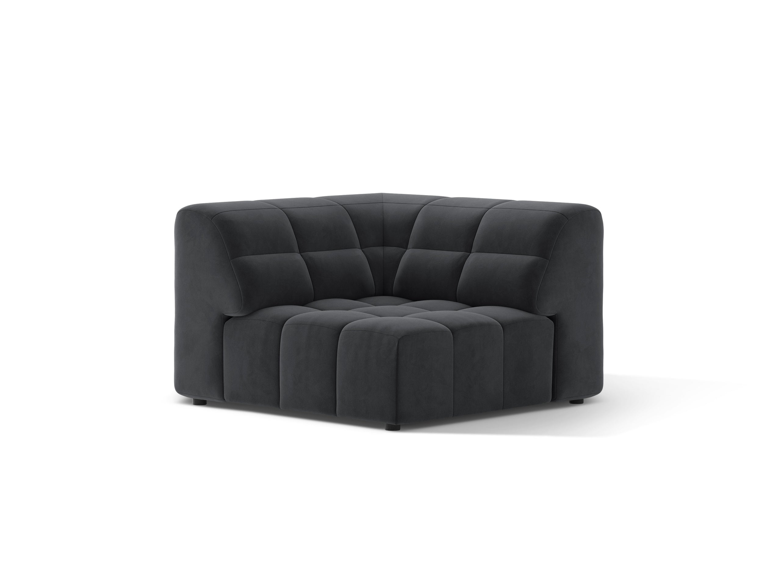 Micadoni Jennifer rohový modul sedačky 99 × 99 cm - Zamat Bluvel (Blu14) - Sivá