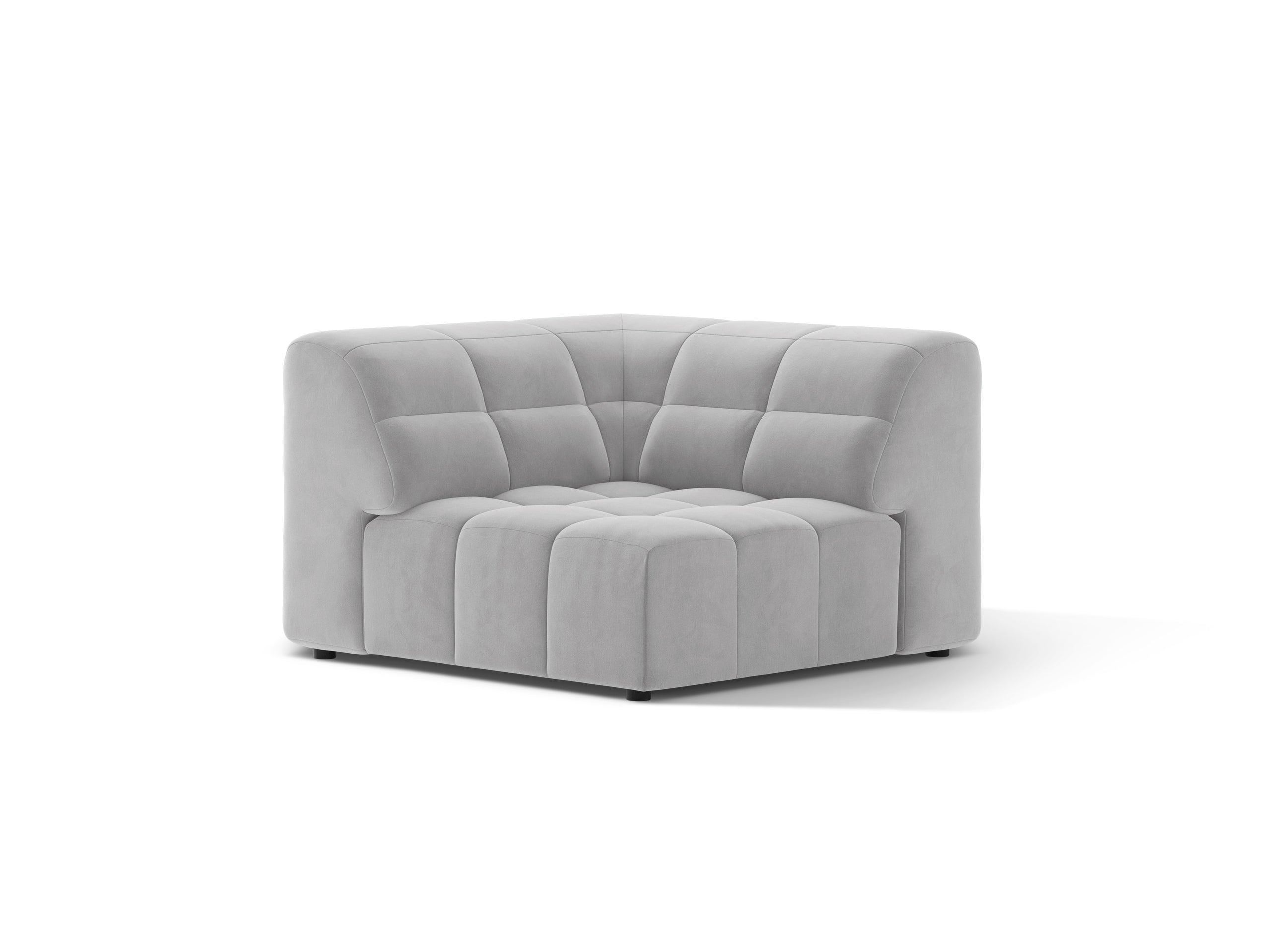 Micadoni Jennifer rohový modul sedačky 99 × 99 cm - Zamat Bluvel (Blu03) - Strieborná