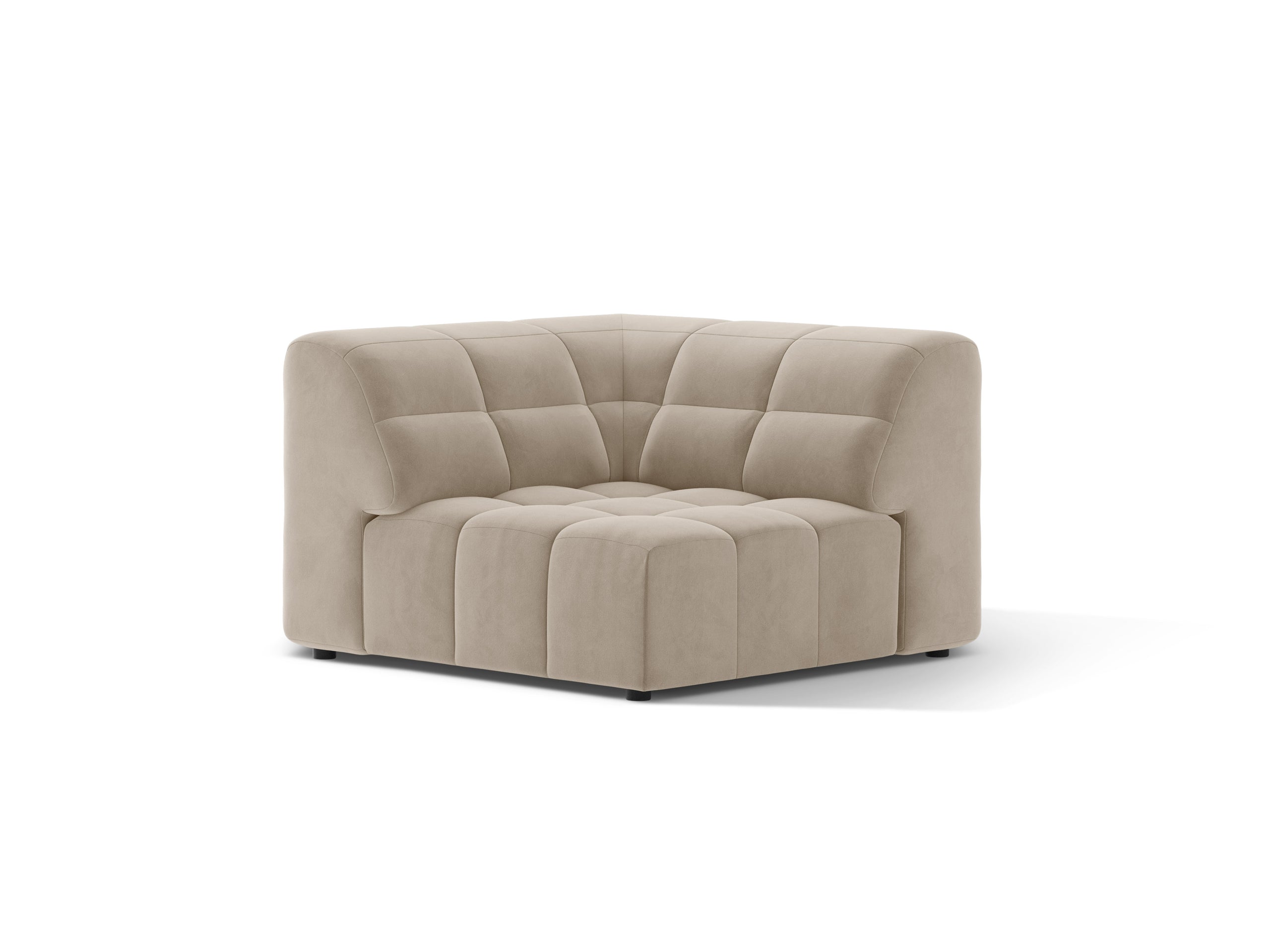 Micadoni Jennifer rohový modul sedačky 99 × 99 cm - Zamat Bluvel (Blu30) - Tmavobéžová