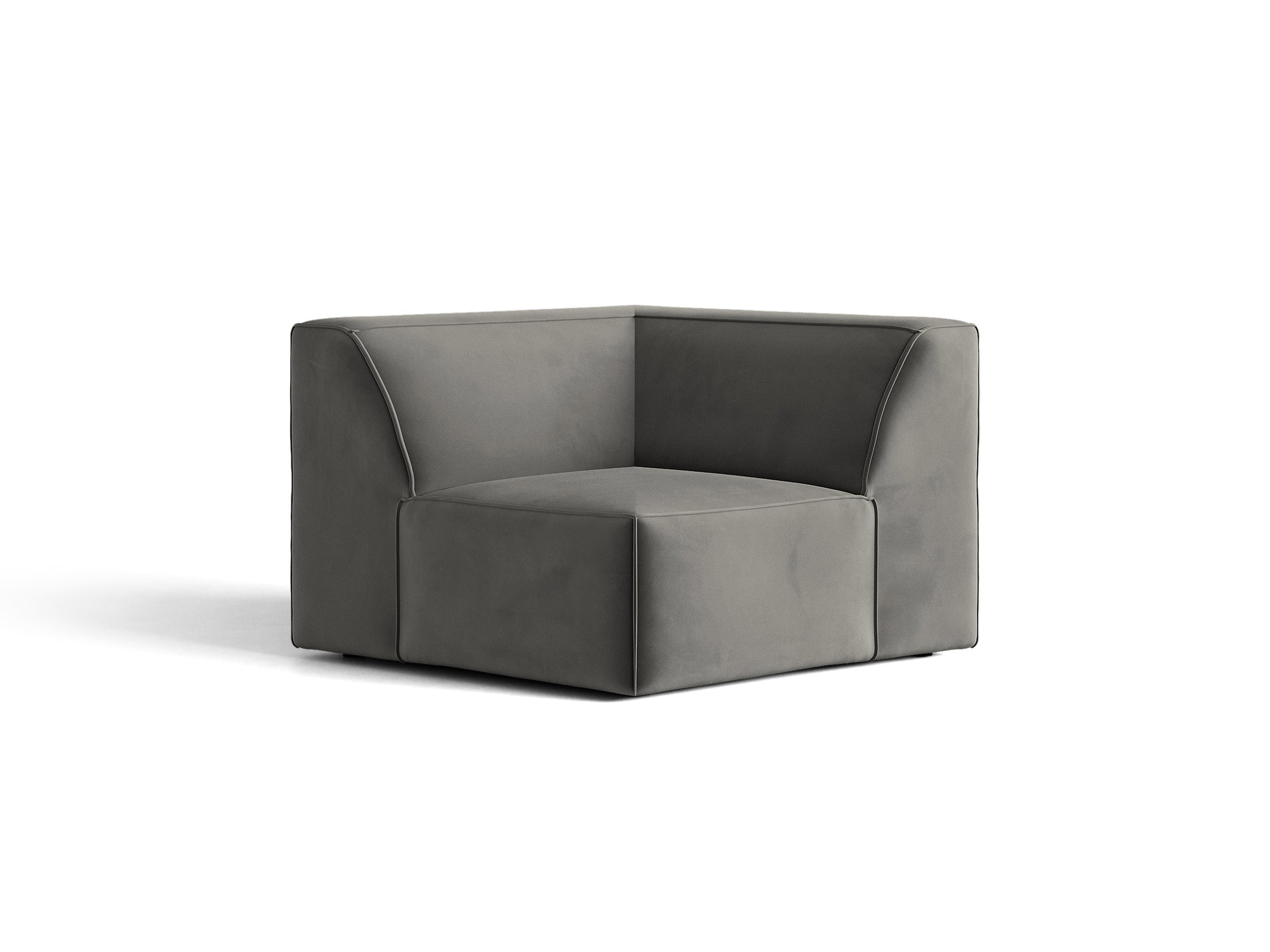 Micadoni Jodie rohový modul sedačky 99 × 99 cm - Zamat Venus (Ven2930) - Sivá