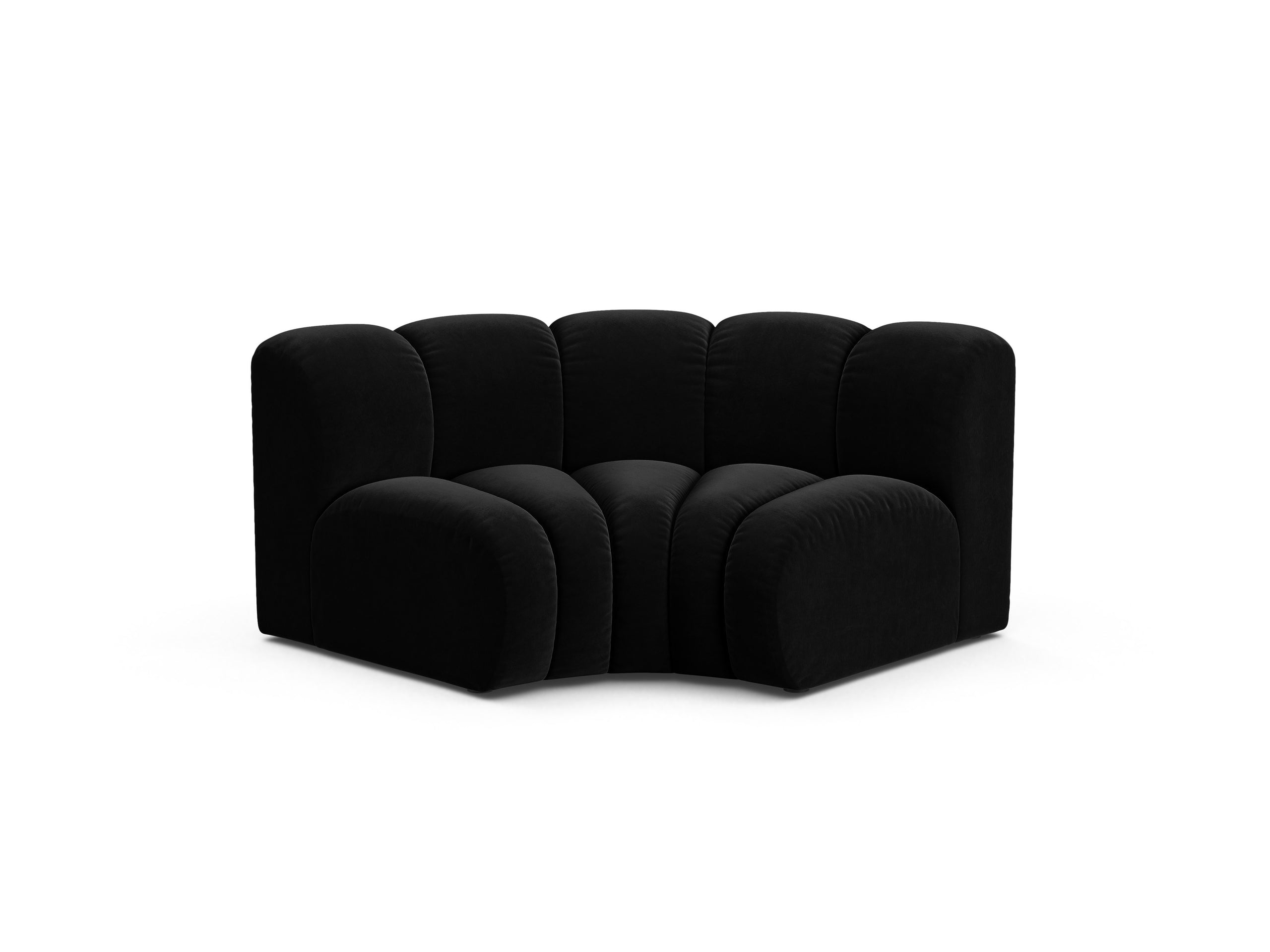 Micadoni Lupine rohový modul sedačky 185 × 95 cm - Zamat Venus (Ven2923) - Čierna