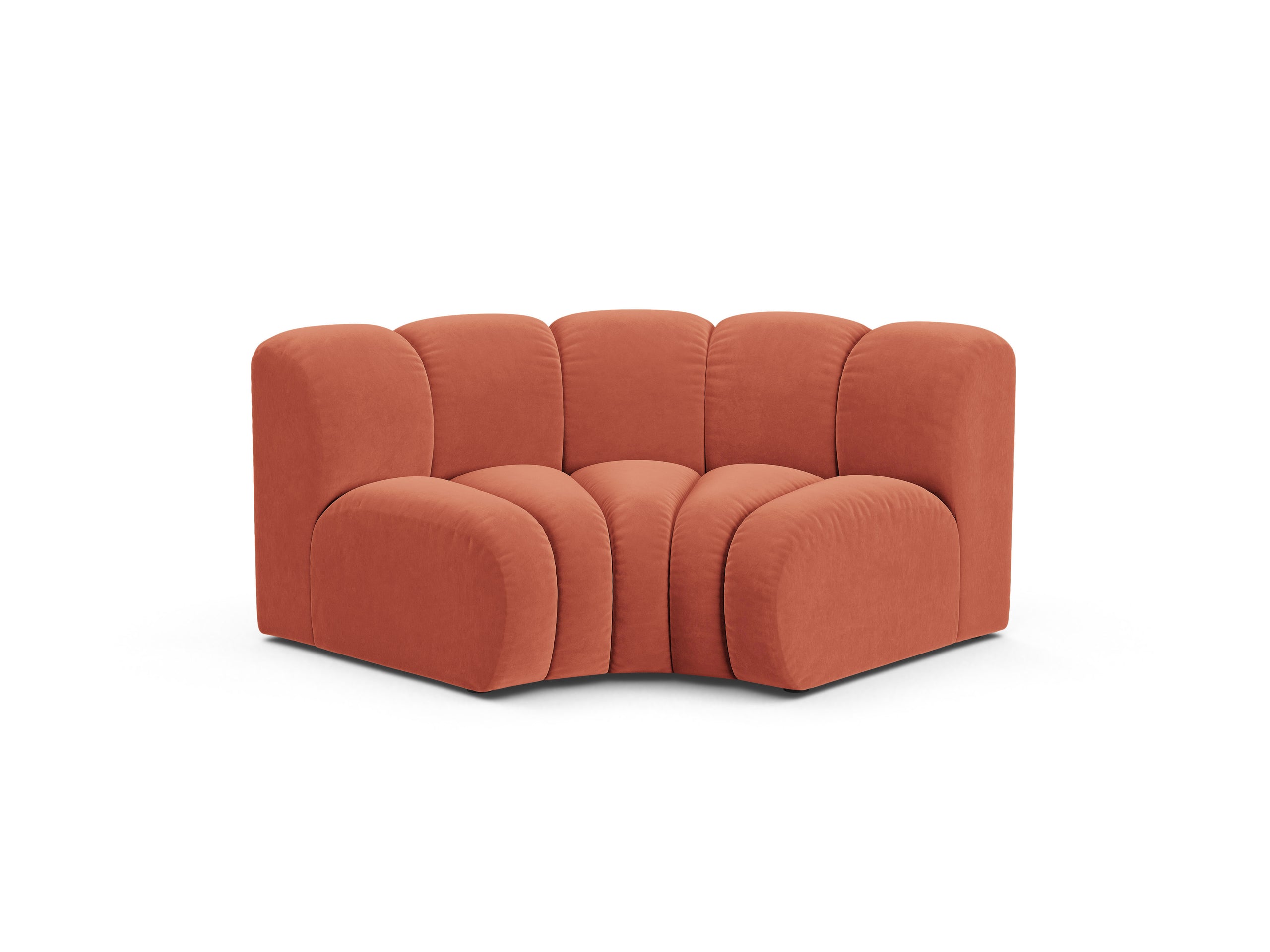 Micadoni Lupine rohový modul sedačky 185 × 95 cm - Zamat Venus (Ven2933) - Koralová