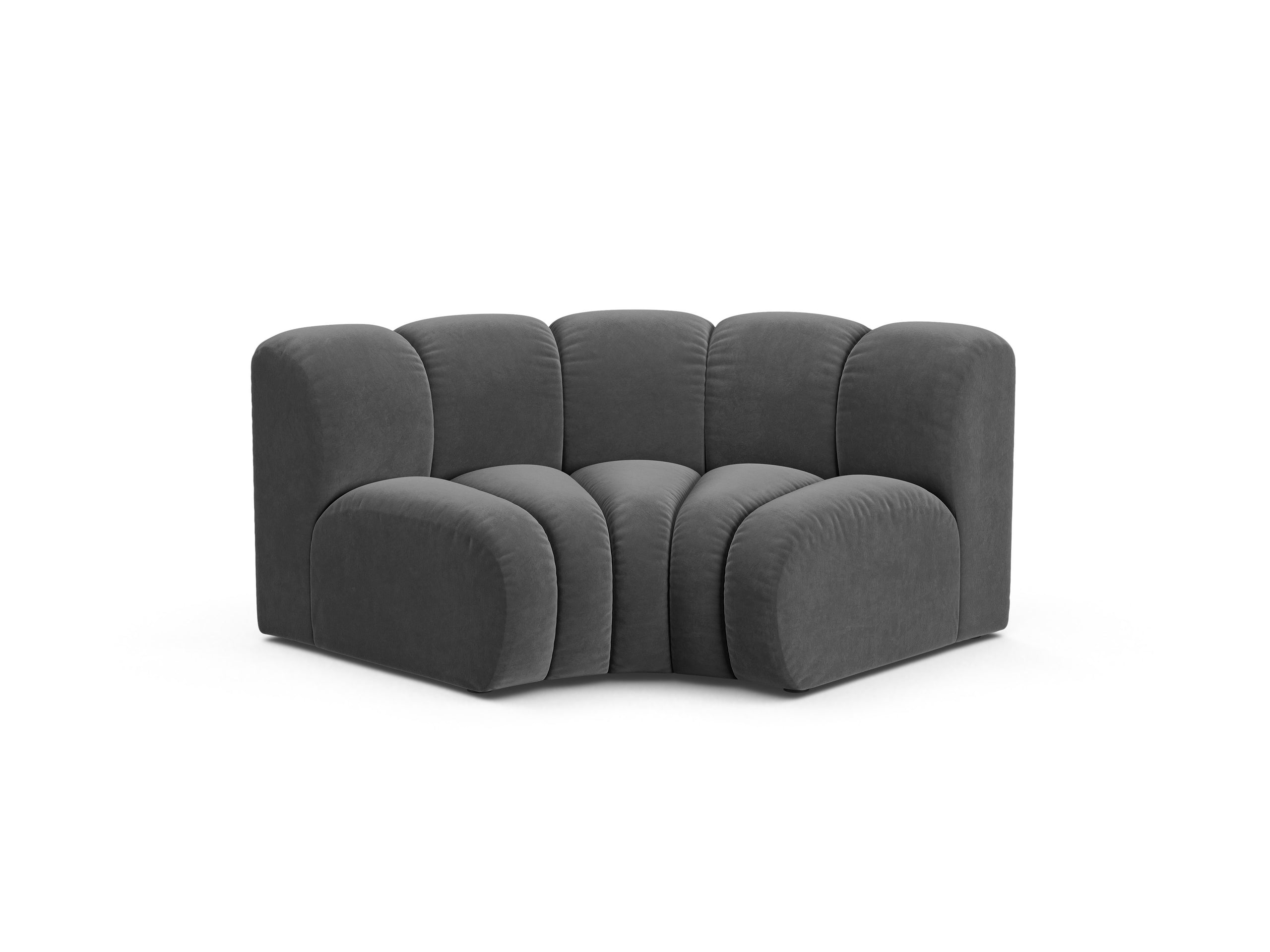 Micadoni Lupine rohový modul sedačky 185 × 95 cm - Zamat Venus (Ven2930) - Sivá